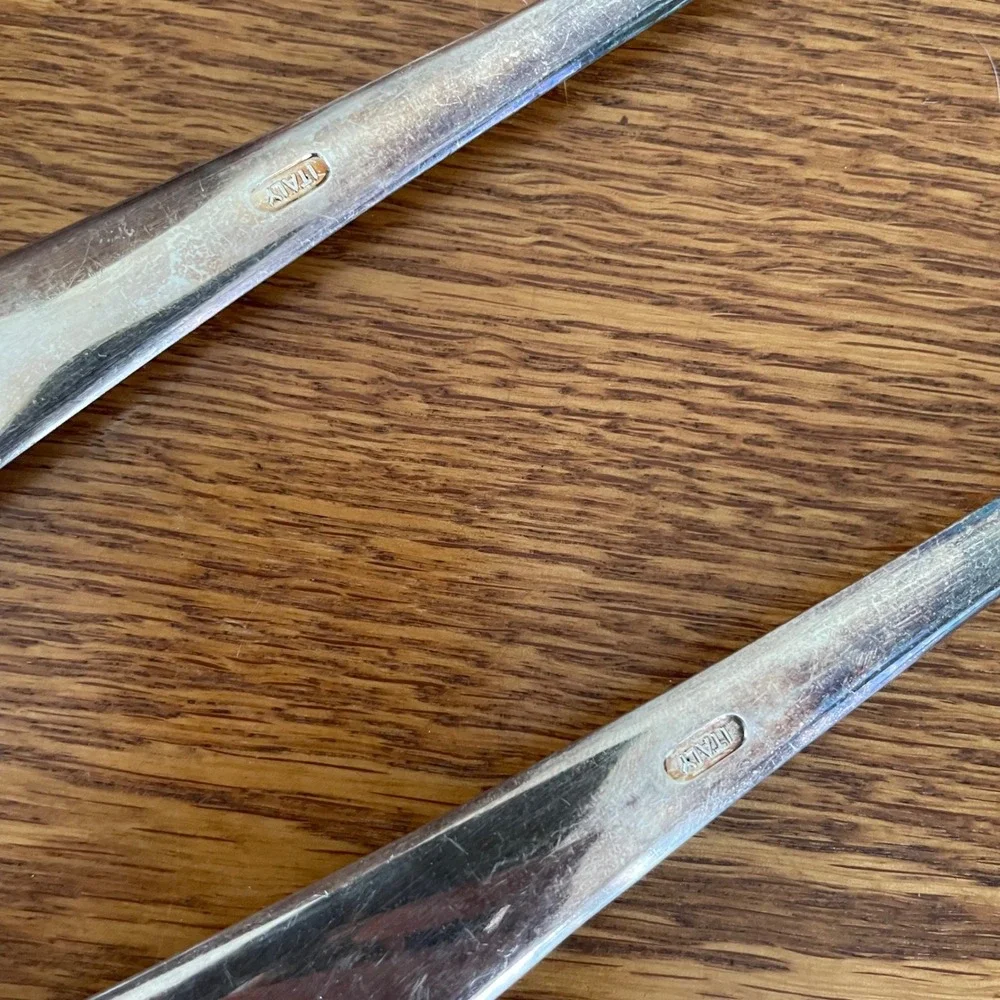 Silver-Plated Salad Serving‎ Spoon Set ITALY Unbranded Tarnished Distressed READ